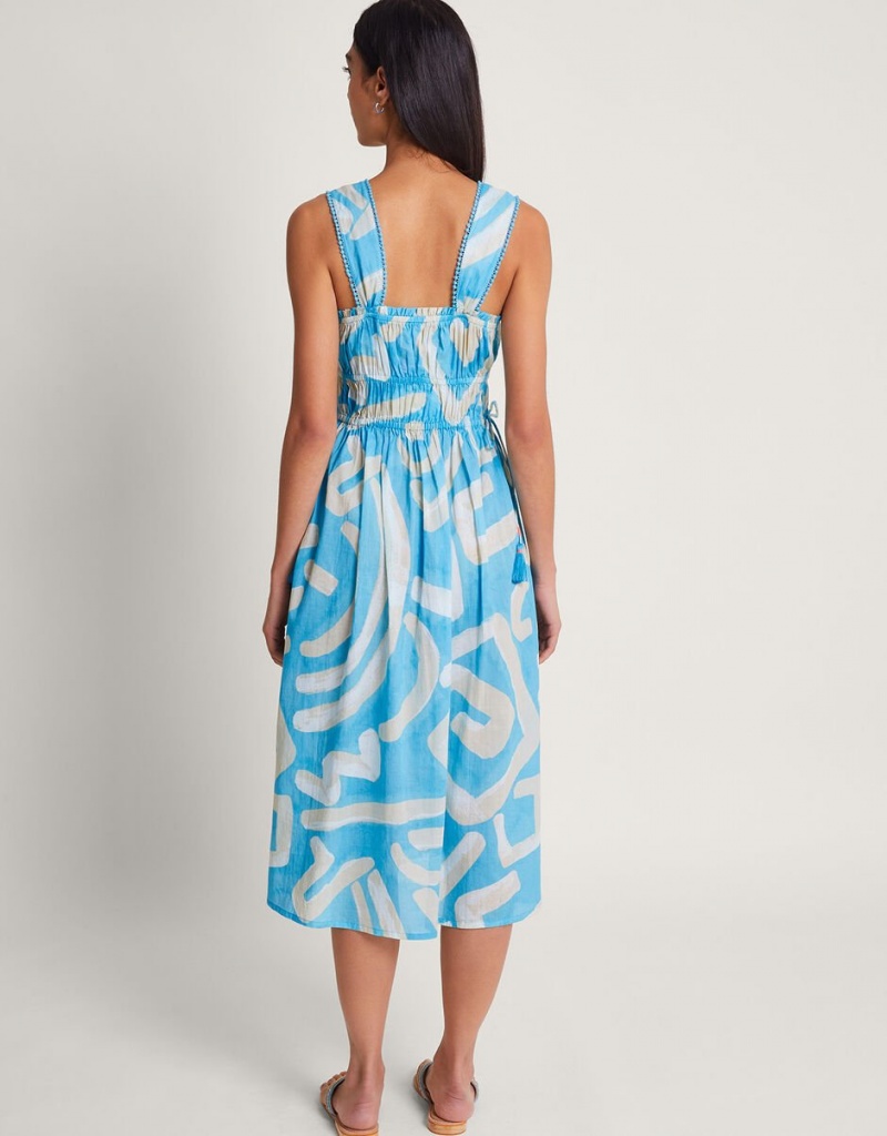 Blue Women's Monsoon Demi Print Sundress Dress | ERW-1921