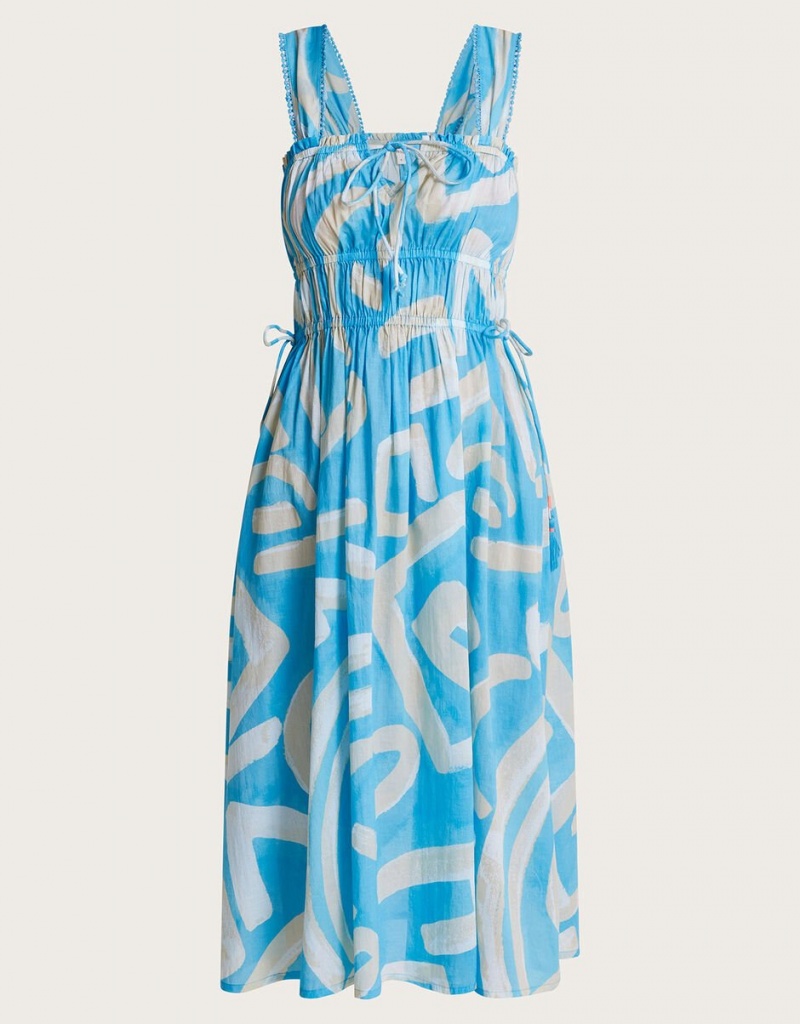 Blue Women's Monsoon Demi Print Sundress Dress | ERW-1921