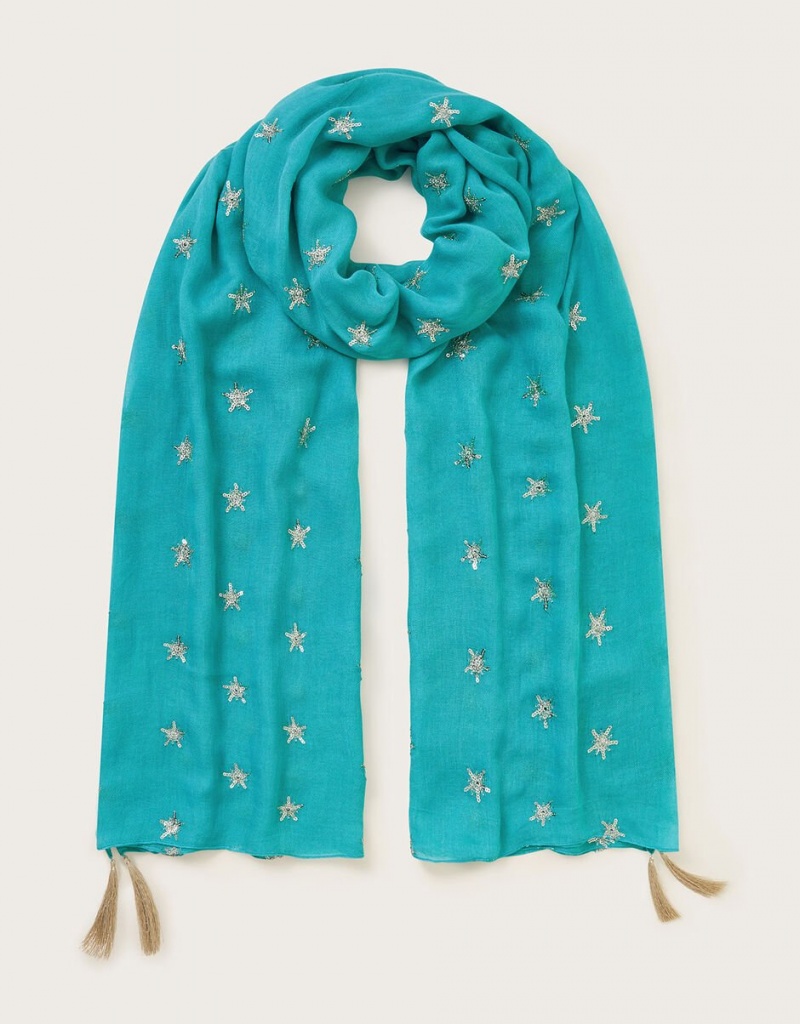 Blue Women's Monsoon Embellished Lightweight Scarves | ZDH-2444