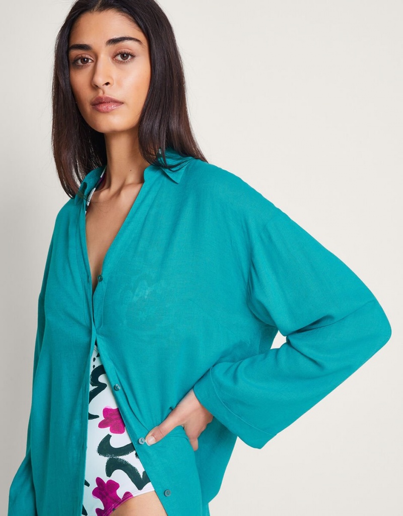 Blue Women's Monsoon Esme Beach Shirts | JCR-8981