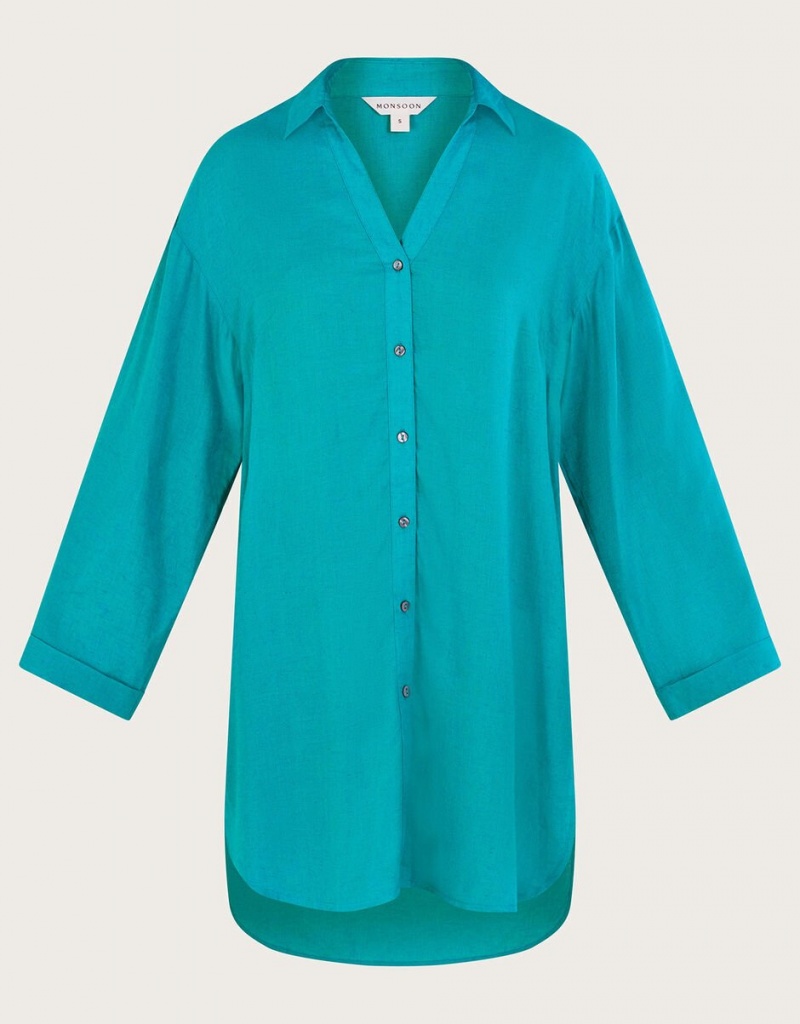 Blue Women's Monsoon Esme Beach Shirts | JCR-8981