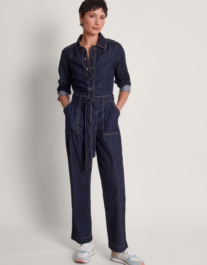 Blue Women's Monsoon Harper Denim Jumpsuit | MLK-0376