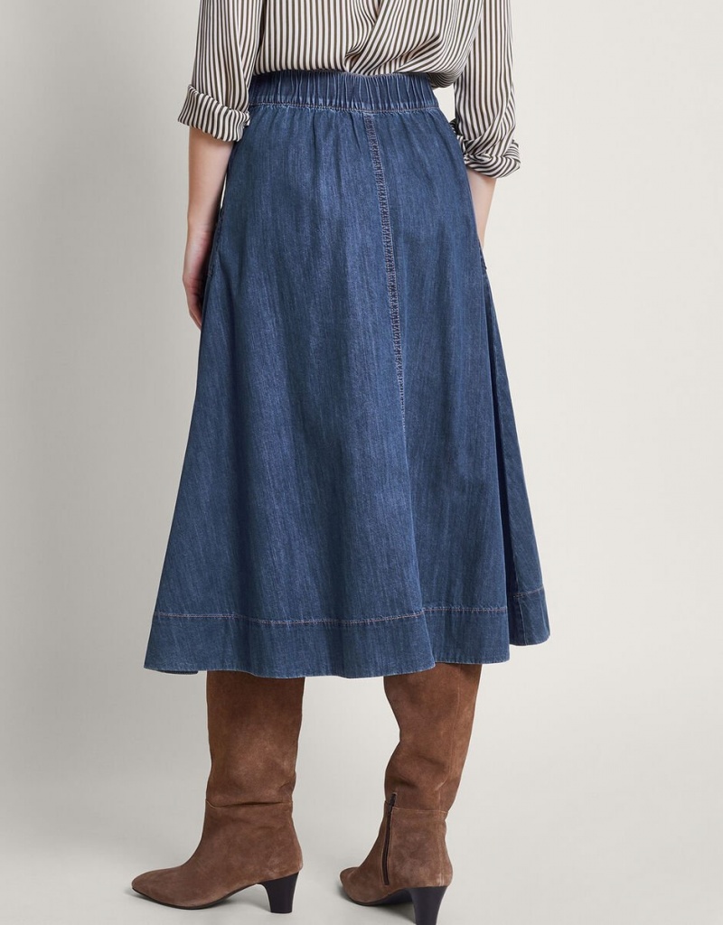 Blue Women's Monsoon Harper Denim Skirts | DSD-9325