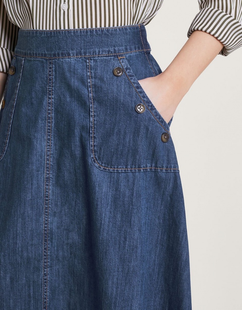 Blue Women's Monsoon Harper Denim Skirts | DSD-9325