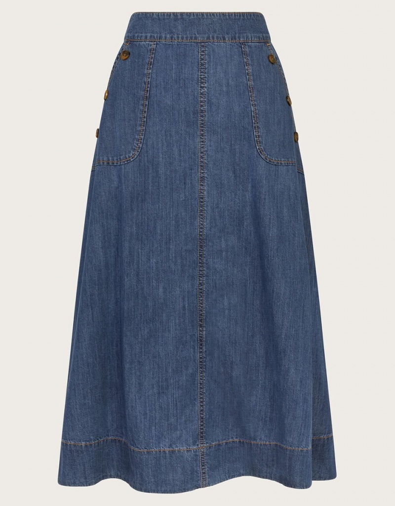 Blue Women's Monsoon Harper Denim Skirts | DSD-9325