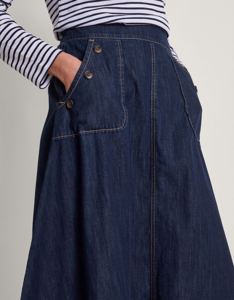 Blue Women's Monsoon Harper Denim Skirts | BMG-1690