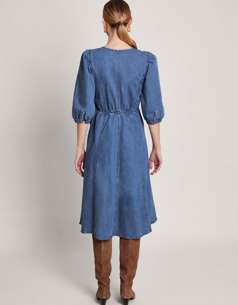 Blue Women's Monsoon Kaia Cornelli Dress | MOX-6442