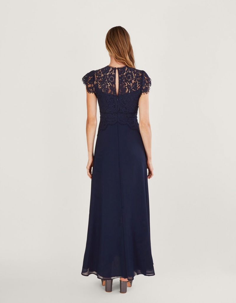 Blue Women's Monsoon Louise Lace Maxi Dress | XDI-8907