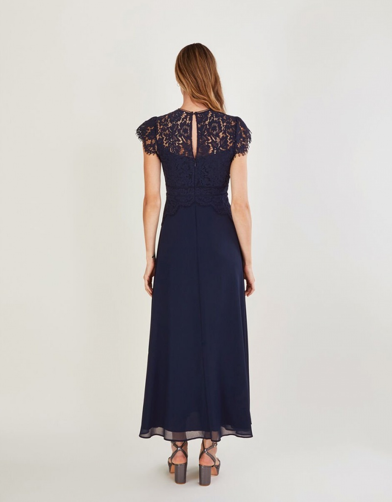 Blue Women's Monsoon Louise Lace Maxi Dress | XDI-8907