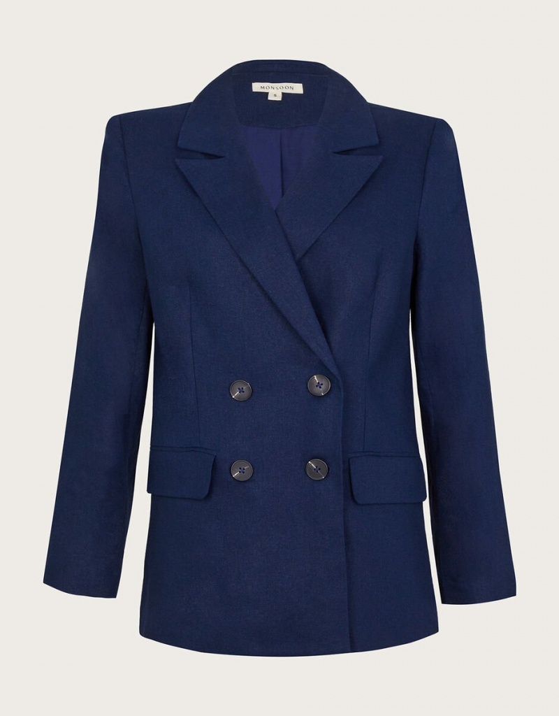 Blue Women's Monsoon Mabel Double-Breasted Jacket | TBP-1225