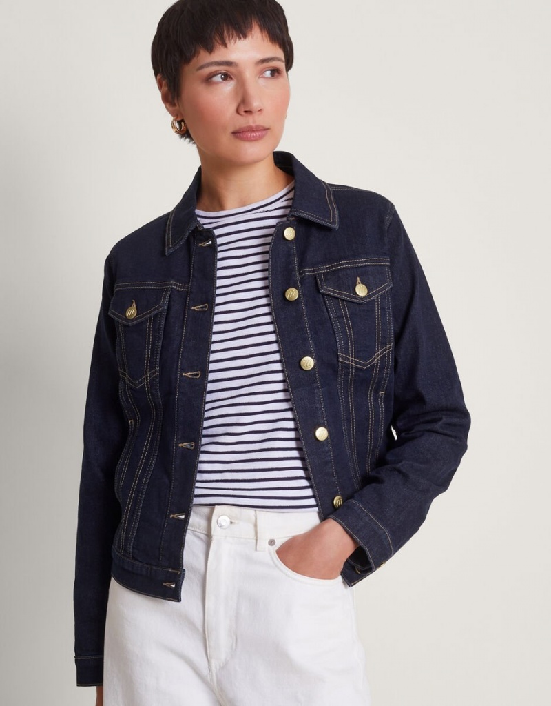 Blue Women's Monsoon Maya Seam Denim Jacket | FAK-8358