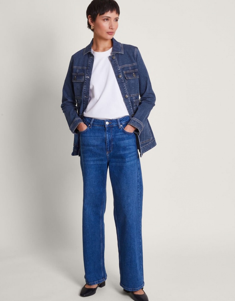 Blue Women's Monsoon Melanie Stretch Denim Jacket | TWJ-0033