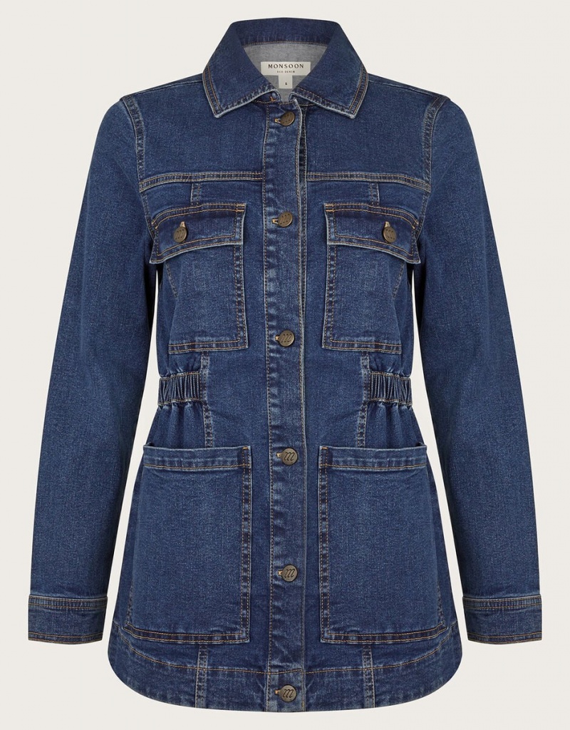 Blue Women's Monsoon Melanie Stretch Denim Jacket | TWJ-0033