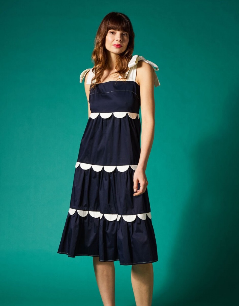 Blue Women's Monsoon Mirla Beane Tiered Scallop Dress | AEW-4864