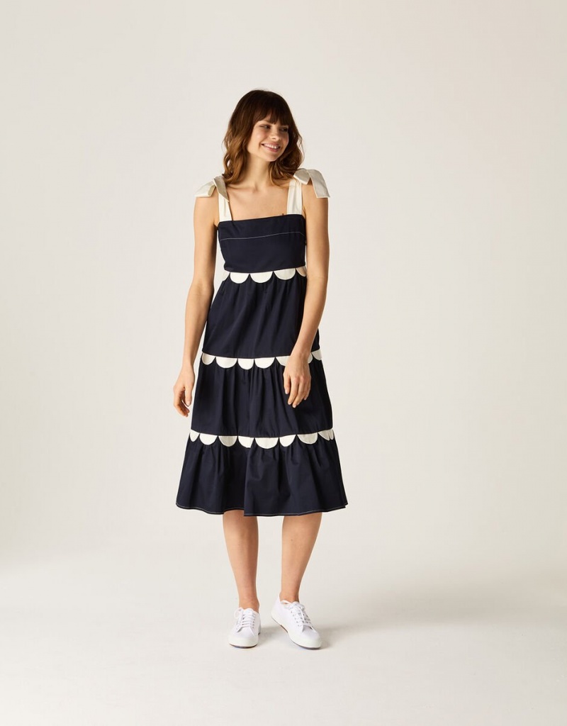 Blue Women's Monsoon Mirla Beane Tiered Scallop Dress | AEW-4864