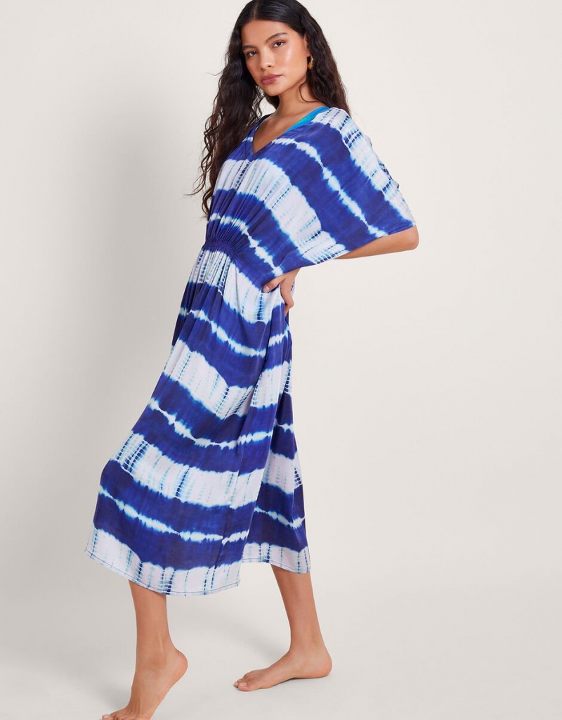 Blue Women's Monsoon Nova Tie Dye Kaftans | LLF-4743