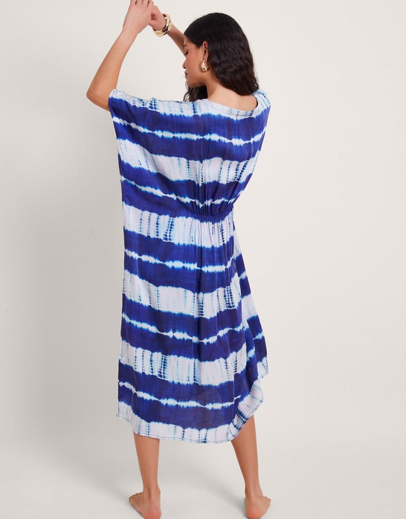 Blue Women's Monsoon Nova Tie Dye Kaftans | LLF-4743