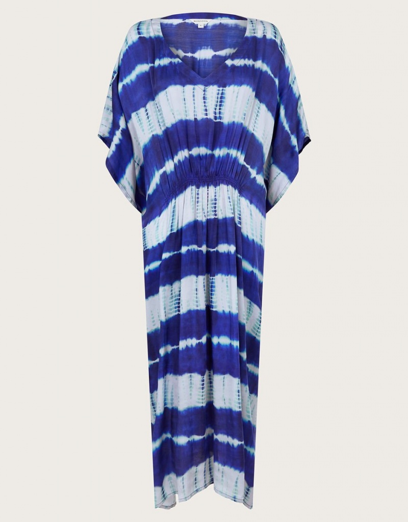 Blue Women's Monsoon Nova Tie Dye Kaftans | LLF-4743