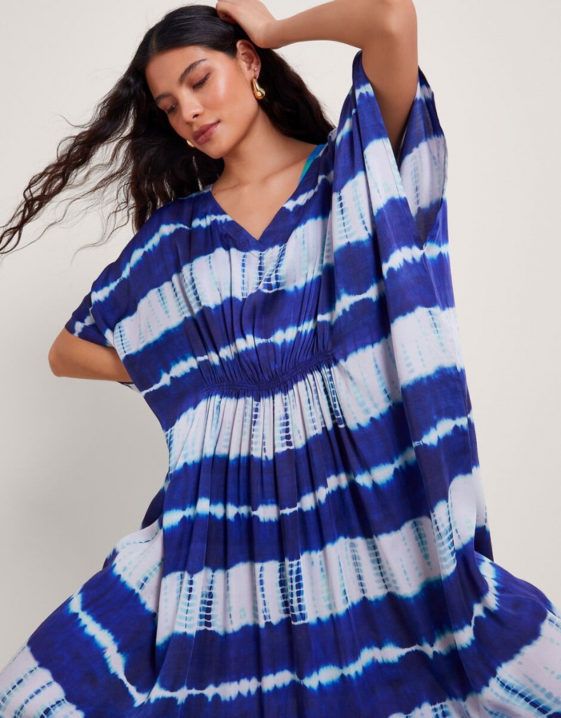 Blue Women\'s Monsoon Nova Tie Dye Kaftans | LLF-4743