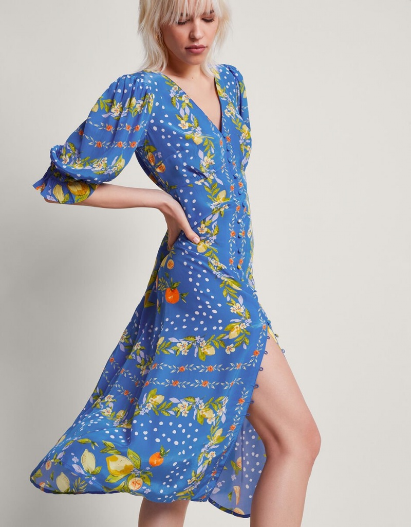 Blue Women's Monsoon Paloma Tea Dress | QDE-3437