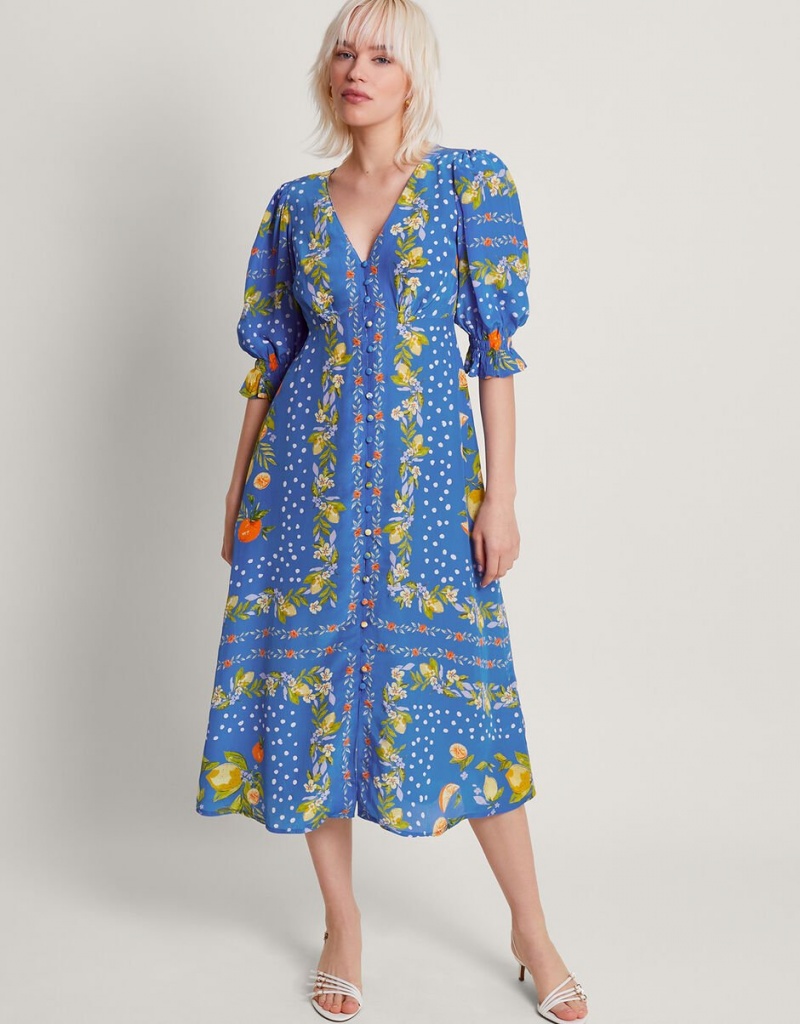 Blue Women's Monsoon Paloma Tea Dress | QDE-3437