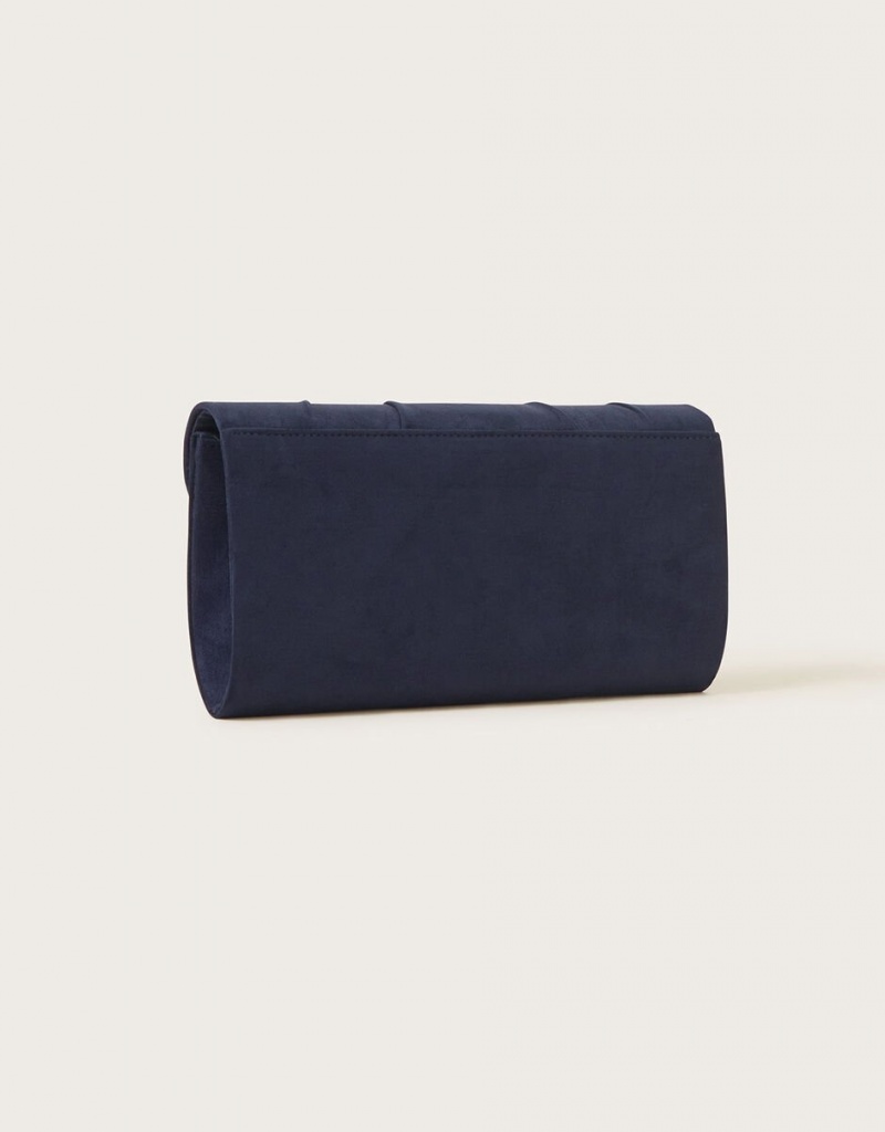 Blue Women's Monsoon Pleat Trim Occasion Clutch Bags | GVR-3285