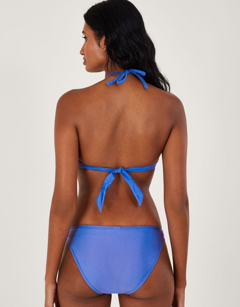 Blue Women's Monsoon Ring Detail Plain Bikini Bottoms with Recycled Polyester Swimwear | YCD-0548