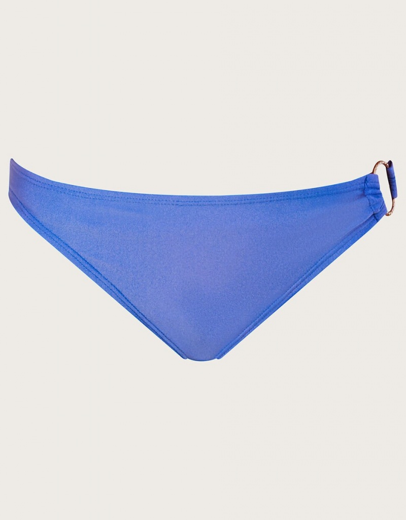 Blue Women's Monsoon Ring Detail Plain Bikini Bottoms with Recycled Polyester Swimwear | YCD-0548