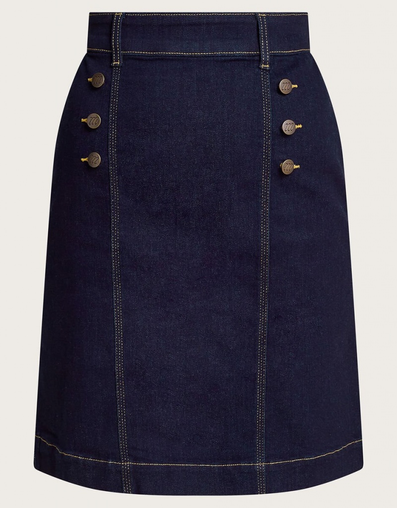 Blue Women's Monsoon Rosa Button Denim Skirts | HJO-1928