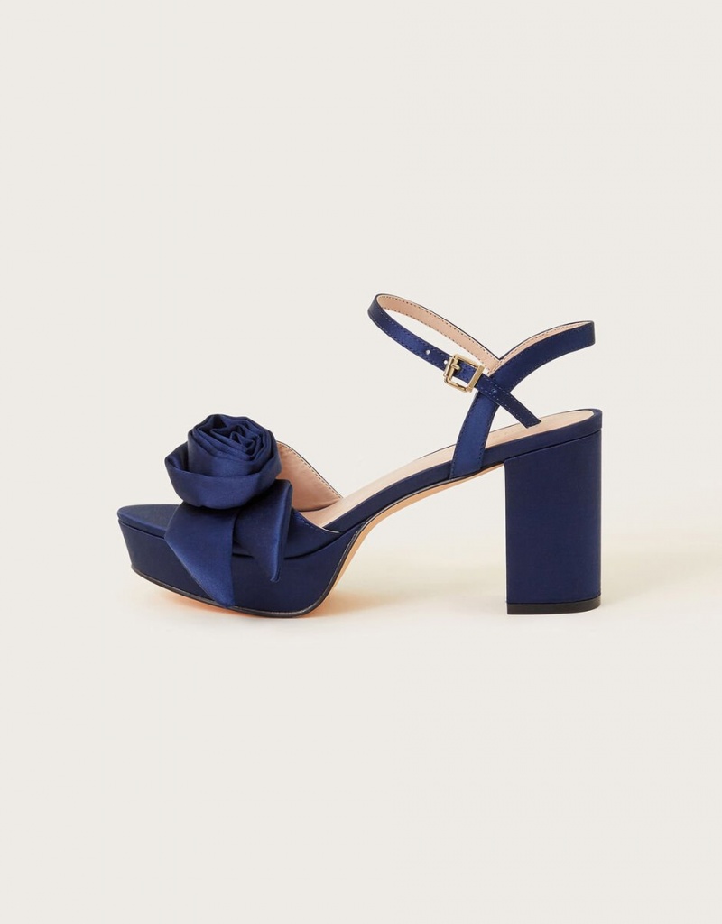 Blue Women's Monsoon Rosette Platform Heels | GMN-9882