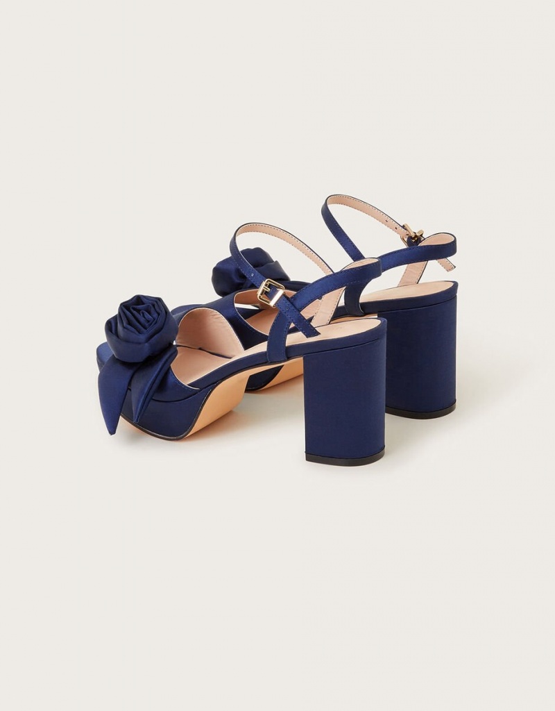 Blue Women's Monsoon Rosette Platform Heels | GMN-9882