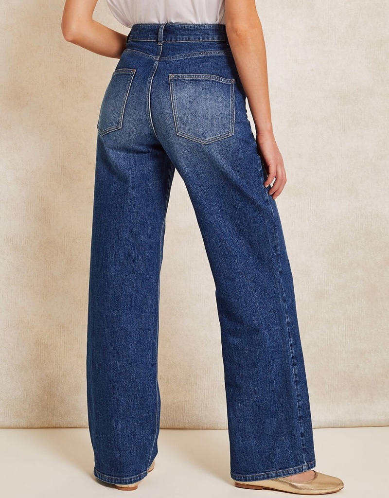 Blue Women's Monsoon Ruby Wide Leg Jeans | XJT-0739