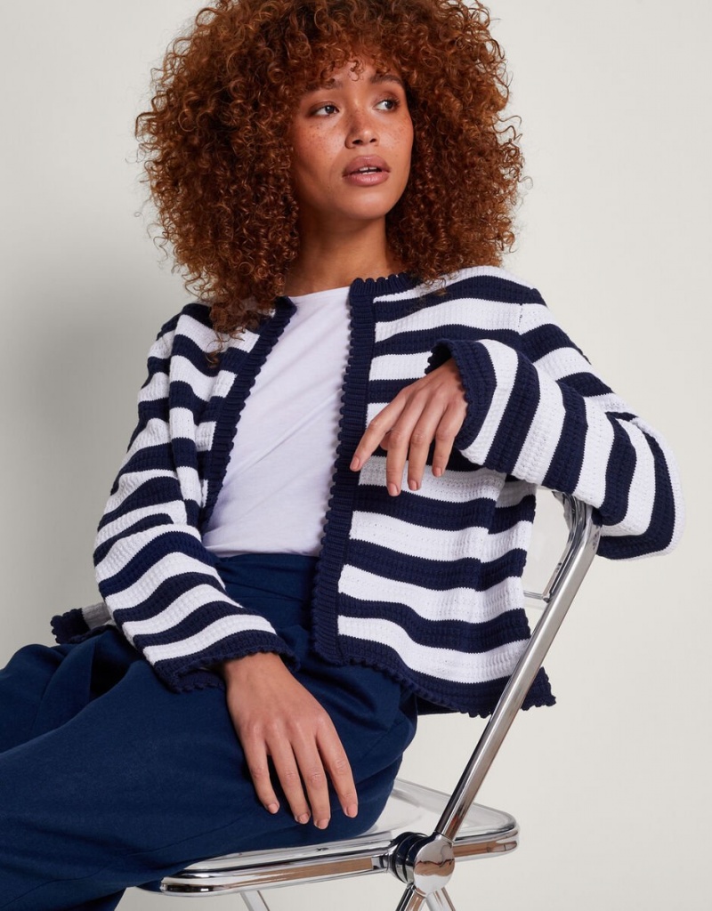 Blue Women's Monsoon Samara Stripe Cardigan | ZBQ-5407