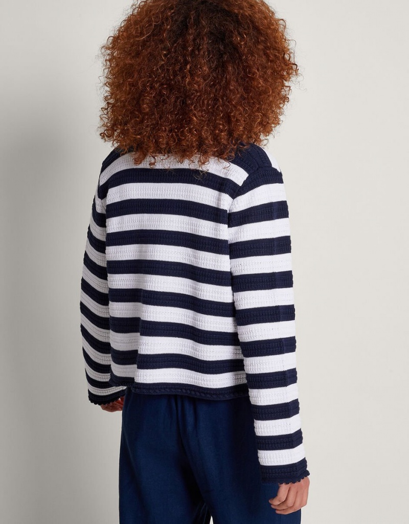 Blue Women's Monsoon Samara Stripe Cardigan | ZBQ-5407