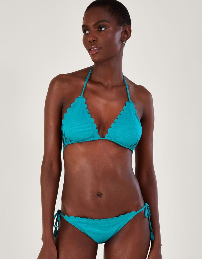 Blue Women's Monsoon Scallop Bikini with Recycled Polyester Tops | ZAT-4382