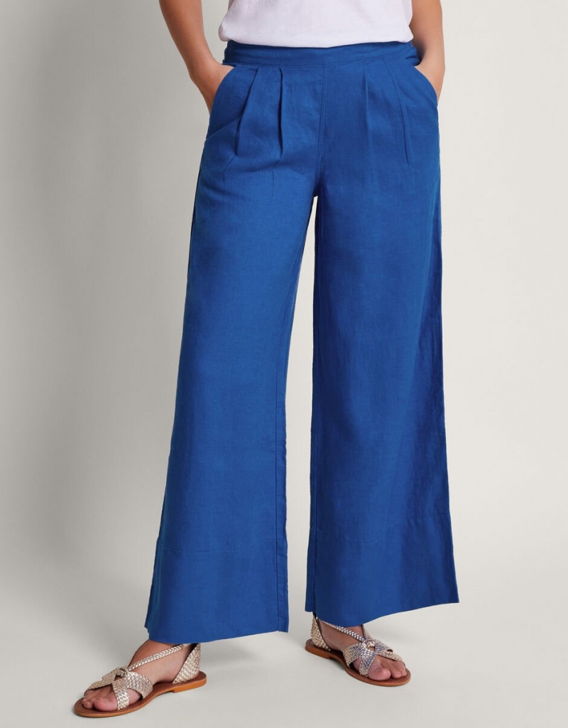 Blue Women's Monsoon Solene Wide Leg Pants | PAN-0261