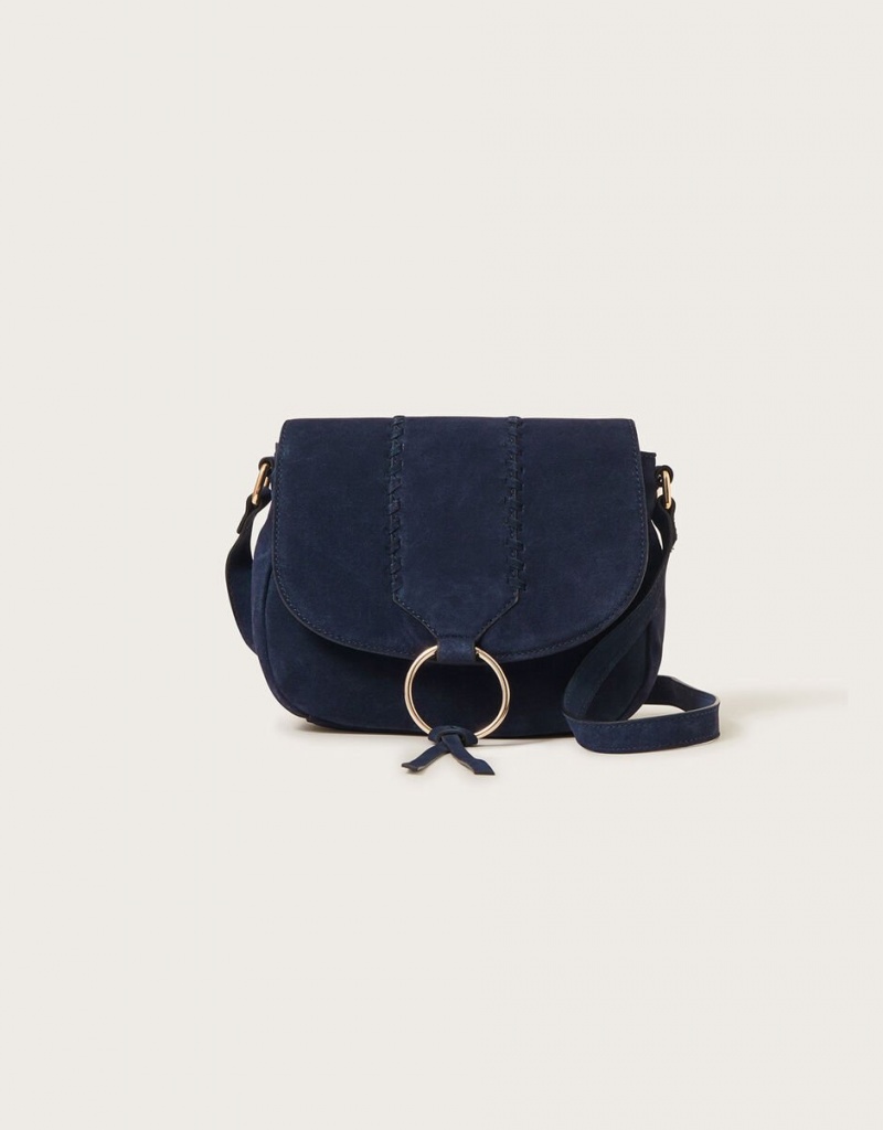 Blue Women\'s Monsoon Suede Saddle Hoop Cross-Body Bags | ZQZ-0087