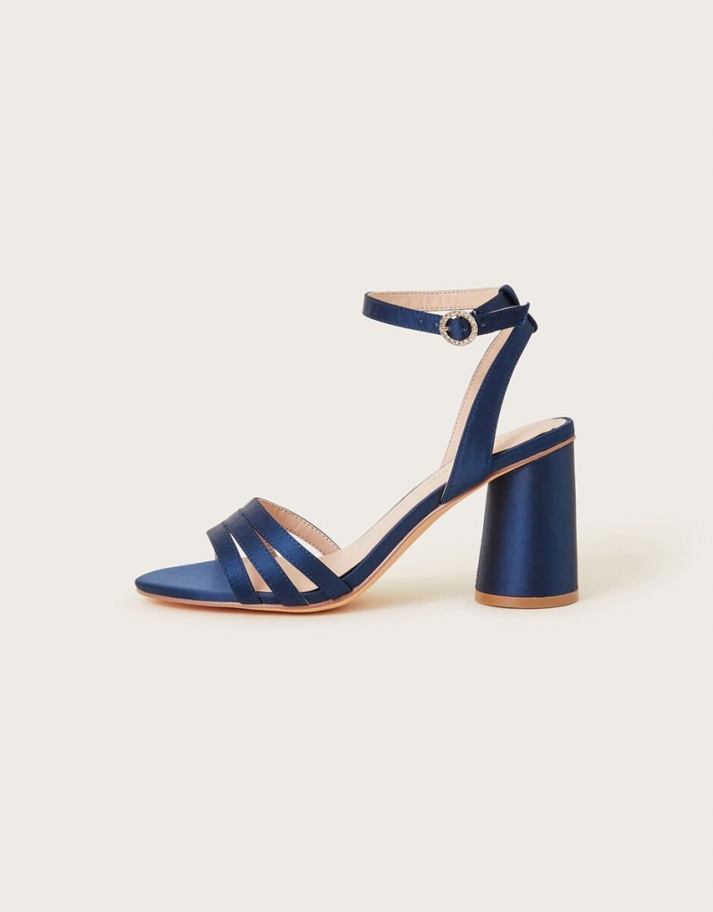 Blue Women's Monsoon Trio Strap Block Heeled Sandals | XTS-1058