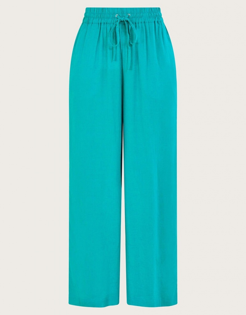 Blue Women's Monsoon Vicki Plain Trousers Pants | UZM-4277