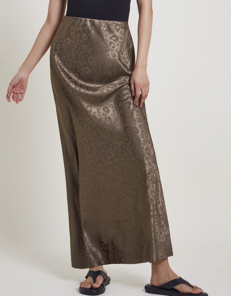 Brown Women's Monsoon Amelia Print Satin Skirts | FUG-8221