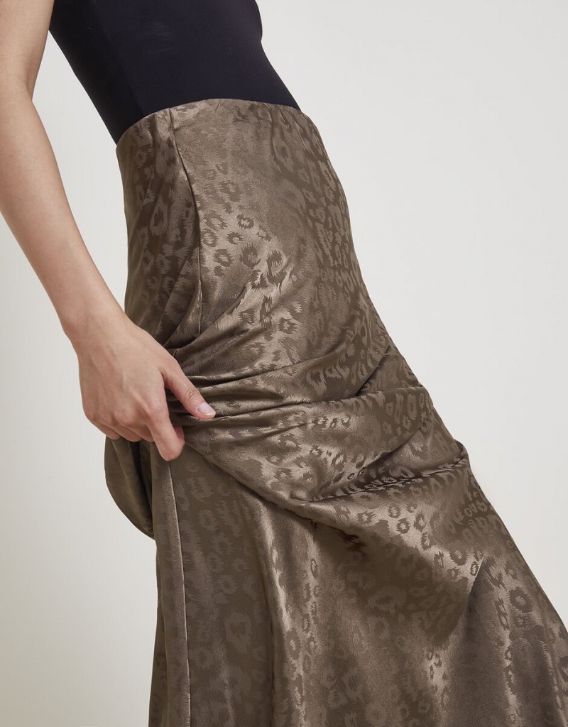 Brown Women's Monsoon Amelia Print Satin Skirts | FUG-8221