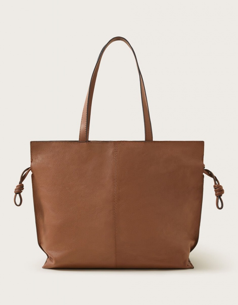 Brown Women's Monsoon Leather Large Tote Bags | GMO-5065