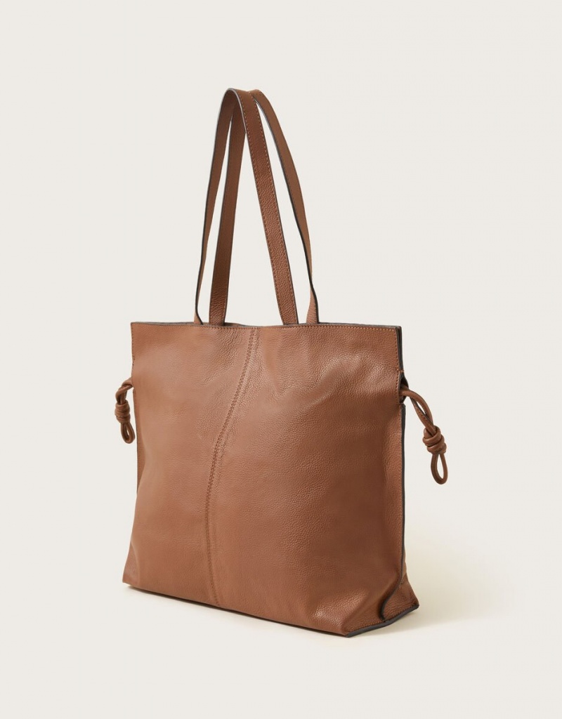 Brown Women's Monsoon Leather Large Tote Bags | GMO-5065