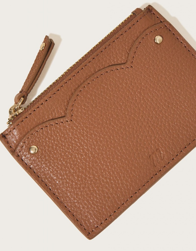 Brown Women's Monsoon Scallop Leather Card Holder Bags | HVB-1979