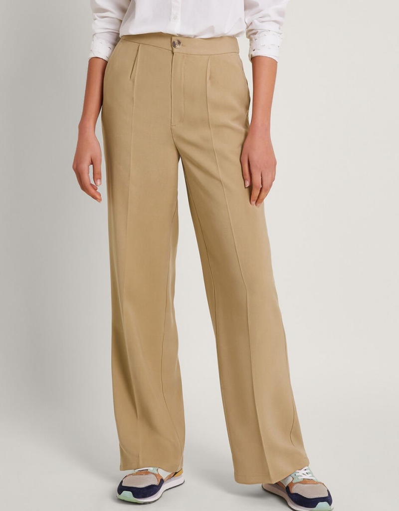 Brown Women's Monsoon Wila Wide Leg Pants | GCS-5440