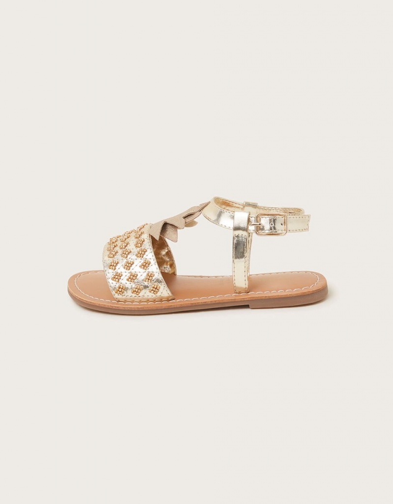 Gold Kids' Monsoon Embellished Pineapple Sandals | ULC-8637