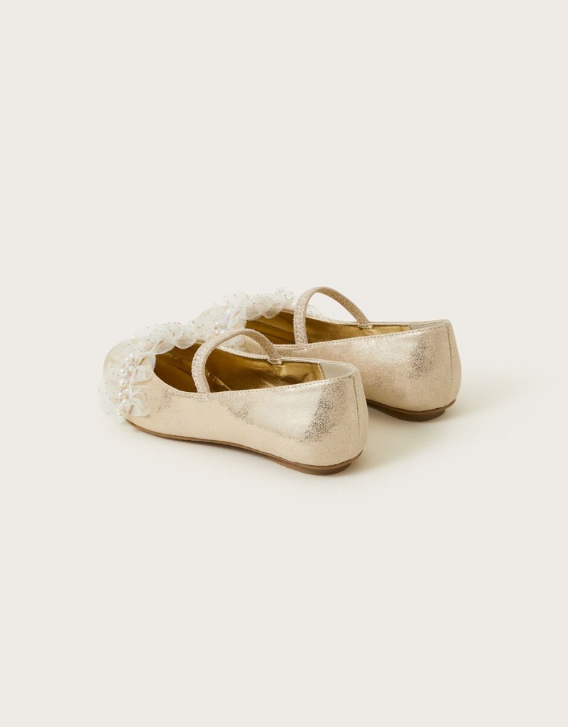 Gold Kids' Monsoon Land of Wonder Beaded Ballet Flats | DIG-8126