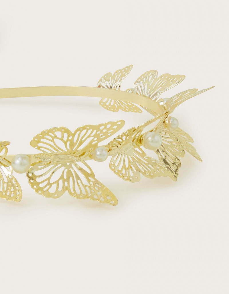 Gold Kids' Monsoon Pearly Butterfly Headband | EUS-4531