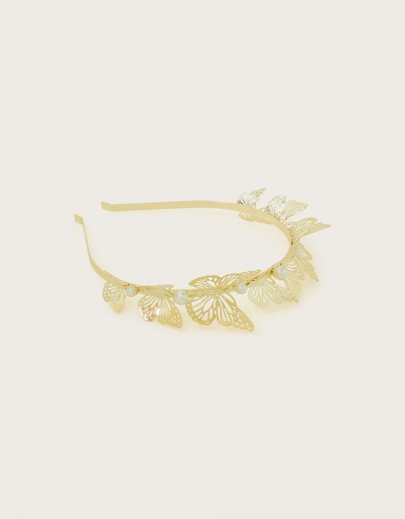 Gold Kids\' Monsoon Pearly Butterfly Headband | EUS-4531