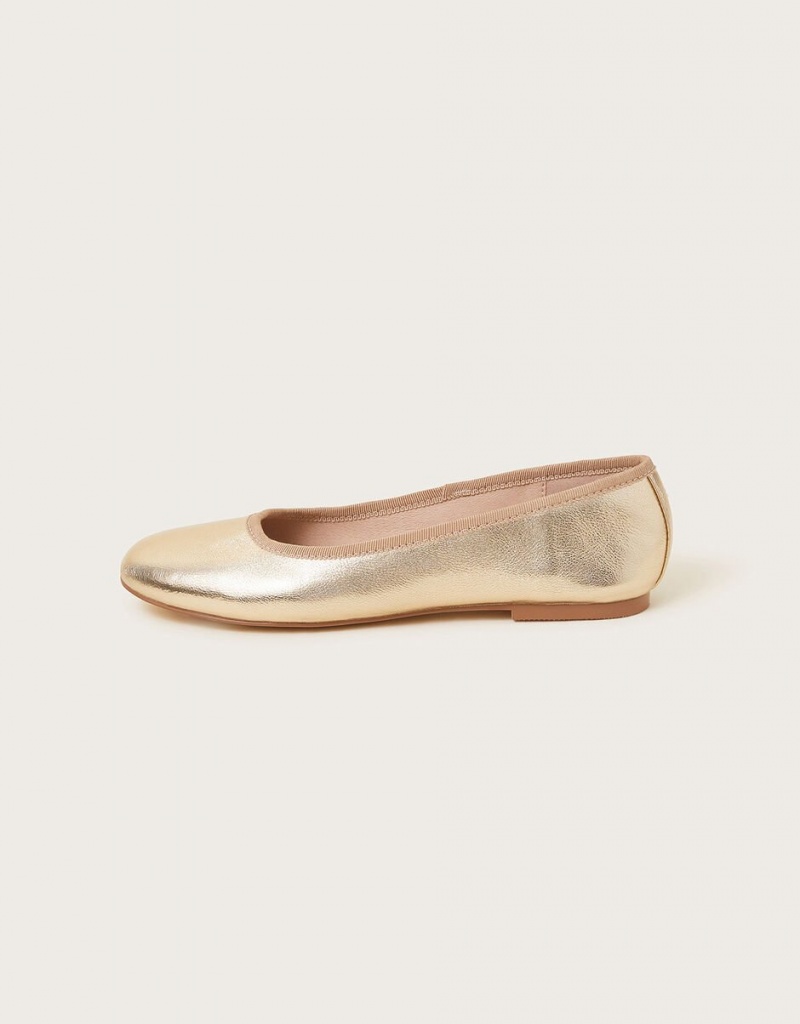 Gold Women's Monsoon Metallic Ballet Flats | KYL-1560